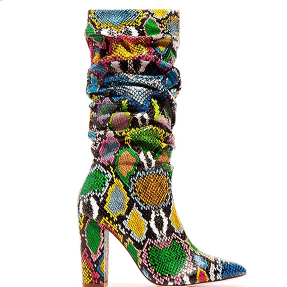 Block Snake Print Cowgirl Heels - Picture 2 of 3